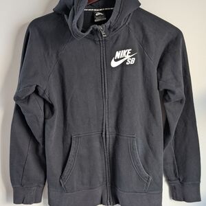 Nike SB Boys XL Hoodie Black White Icon Full Zip Youth Size 18-20 832529-010